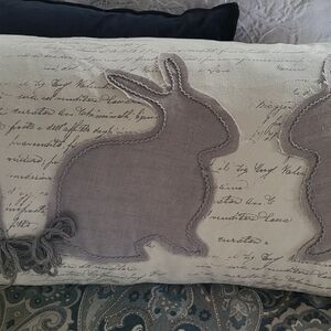 Decorative Cream and Brown Rabbit Accent Pillow